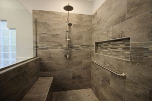 Gorgeous tile walk-in shower with custom niche, Dublin, GA